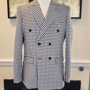 I.Fine Long Men’s Double-Breasted Blazer Size M
